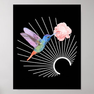 Bird Hummingbird Watercolor Floral Art Hummingbird Poster