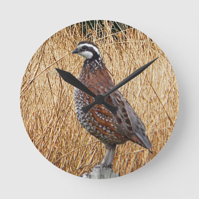 Bird Hunting Gifts, Bobwhite Quail Hunting  Round Clock (Front)