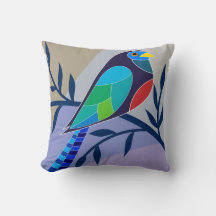Bird Illustration Decorative Pillow