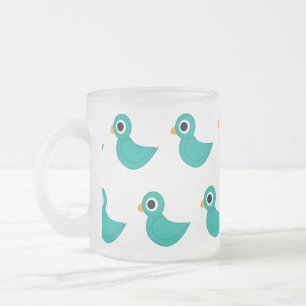 Bird Illustration Frosted Glass Coffee Mug