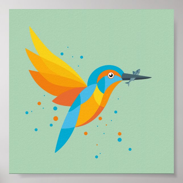Bird illustration - Kingfisher Poster (Front)
