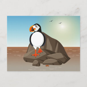 Bird illustration - The Puffin a coastal seabird Postcard