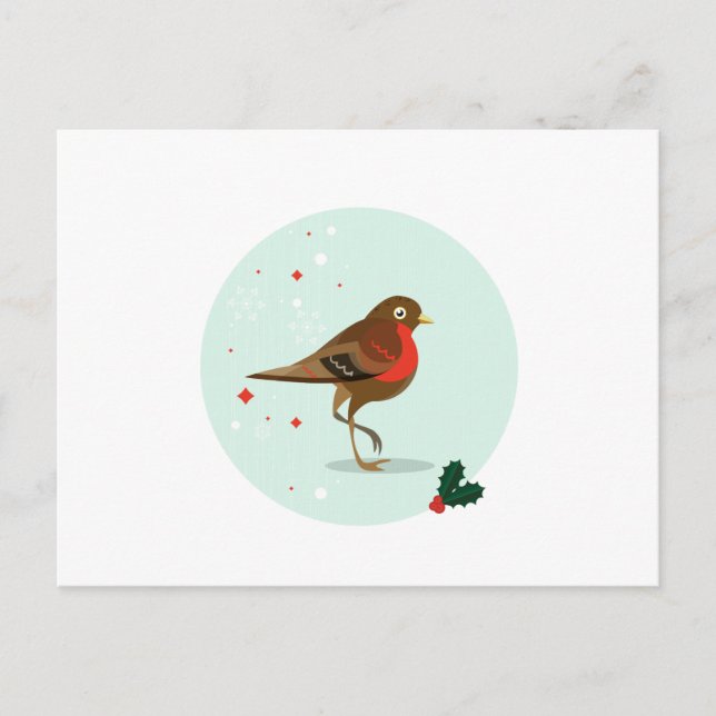 Bird illustration - Winter colours Postcard (Front)