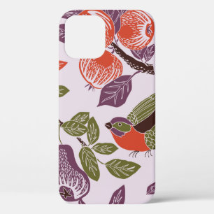bird in a fruit garden. seamless pattern iPhone 12 case
