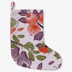bird in a fruit garden. seamless pattern small christmas stocking