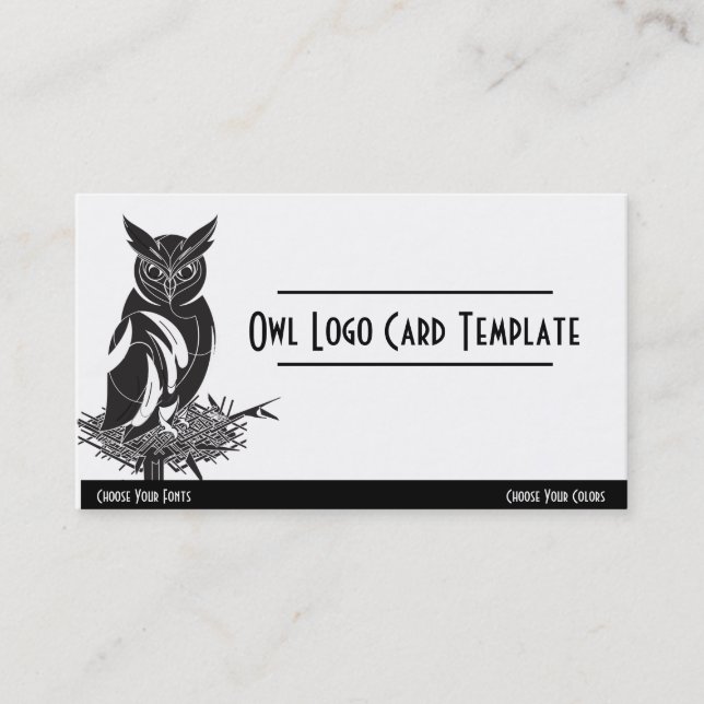 Bird in a Nest Owl Logo Business Card (Front)