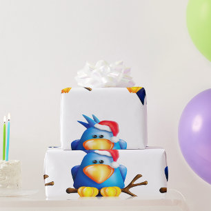 Bird In A Santa Hat Wrapping Paper