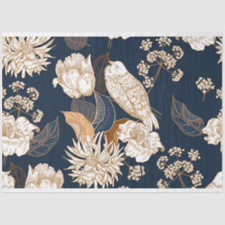 Bird in Bloom Navy White and Gold Tissue Paper