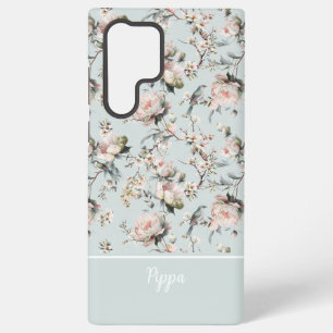 Bird in Blossom Pale Green MagSafe Tough Samsung Galaxy Case