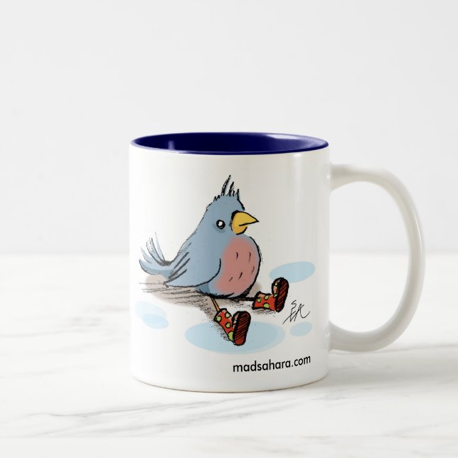 Bird in Boots Two-Tone Coffee Mug (Right)