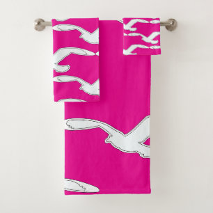 Bird In Flight Bath Accessory Hot Pink Towel Set