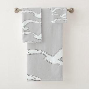 Bird In Flight Bath Accessory Lt Grey Towel Set