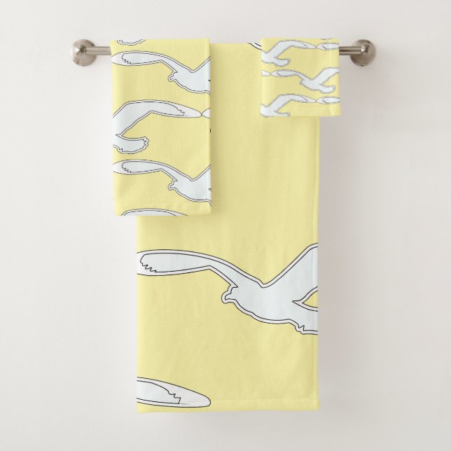 Bird In Flight Bath Accessory Yellow    Towel Set (Insitu)