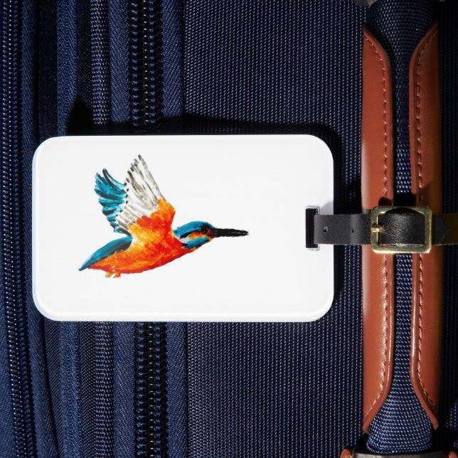 Bird in Flight Flying Kingfisher Luggage Tag (Front Insitu 4)