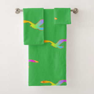 Bird In Flight Repeat Green     Bath Towel Set