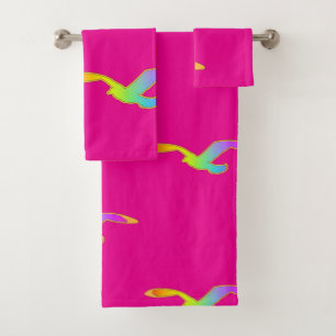 Bird In Flight Repeat Hot Pink    Bath Towel Set