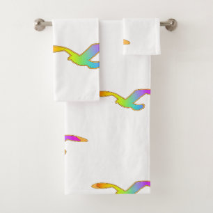 Bird In Flight Repeat White Bath Towel Set