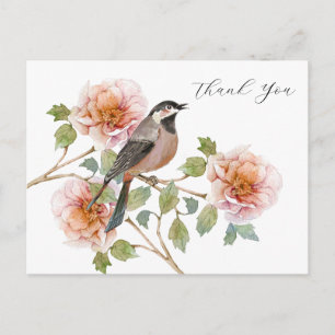 BIrd in Flowers Thank You Card