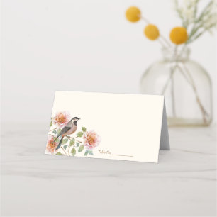 Bird in Flowers Wedding Place Card