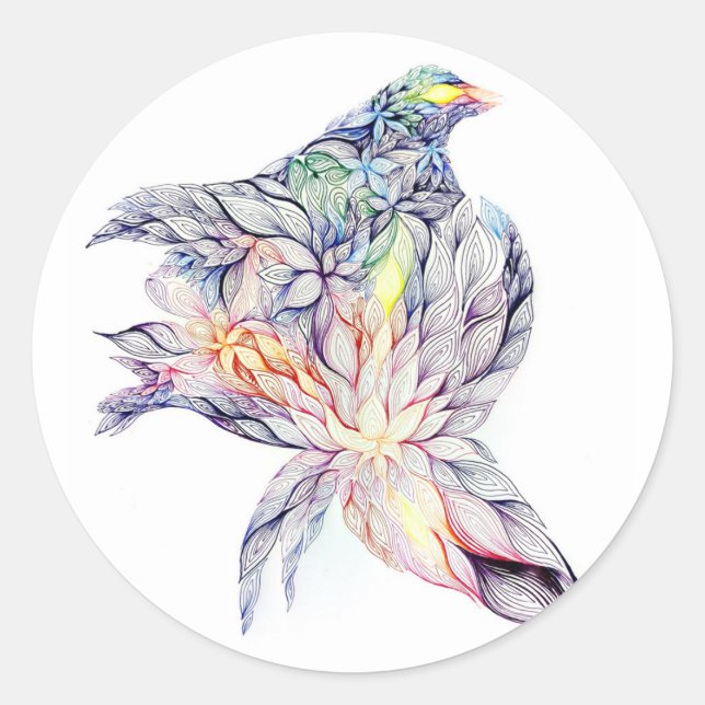 Bird in her nest classic round sticker (Front)