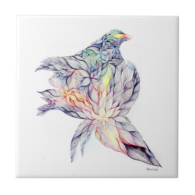 Bird in her nest tile (Front)