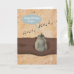 Bird in Log Blue Birthday Card