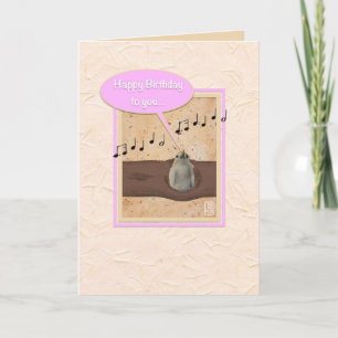 Bird in Log Pink framed Birthday Card