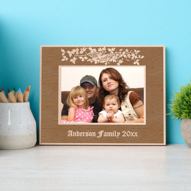 Bird In Nest On Flowering Tree Ornament Etched Frames (Creator Uploaded)