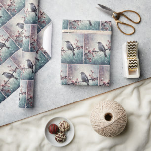 Bird In Raindrops Wrapping Paper