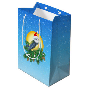 Bird in Santa Hat Medium Gift Bag