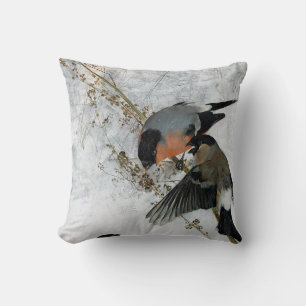 Bird in Snow, Bruno Liljefors Cushion