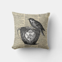 bird in tea cup dictionary print