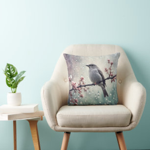 Bird In The Rain Cushion