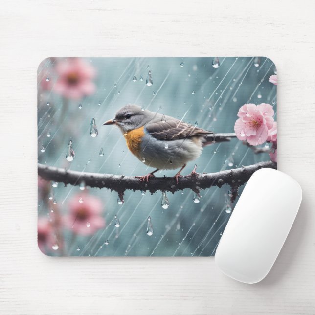 Bird in the Rain Mouse Mat (With Mouse)