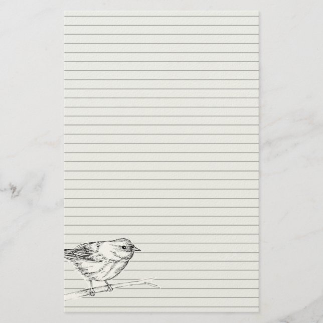 Bird Ink Drawing White Smoke Nature Wildlife  Stationery (Front)