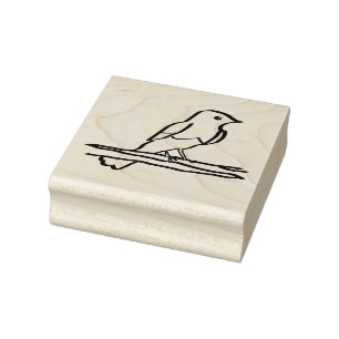 Bird Inking Wood Art Rubber Stamp