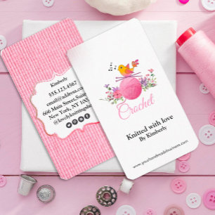 bird knitting needles crochet business card