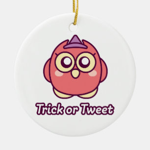 Bird Lover Halloween Cute Owl Witch Ceramic Tree Decoration