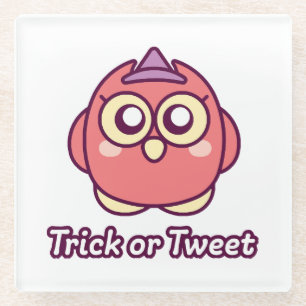 Bird Lover Halloween Cute Owl Witch Glass Coaster