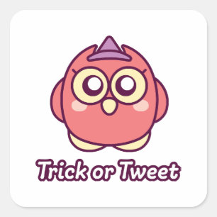 Bird Lover Halloween Cute Owl Witch Square Sticker