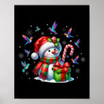 Bird Lover Hummingbirds Snowman Santa Hat Christma Poster<br><div class="desc">Bird Lover Hummingbirds Snowman Santa Hat Christmas Lights</div>