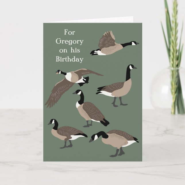 Bird Lovers Canada Geese Illustration Birthday Card (Front)