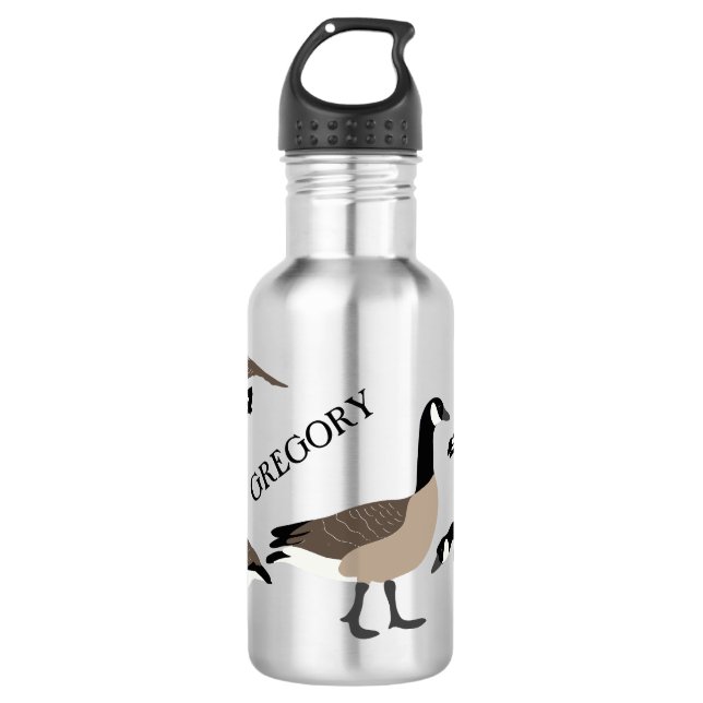 Bird Lovers Canada Geese Illustration Personalised 532 Ml Water Bottle (Front)