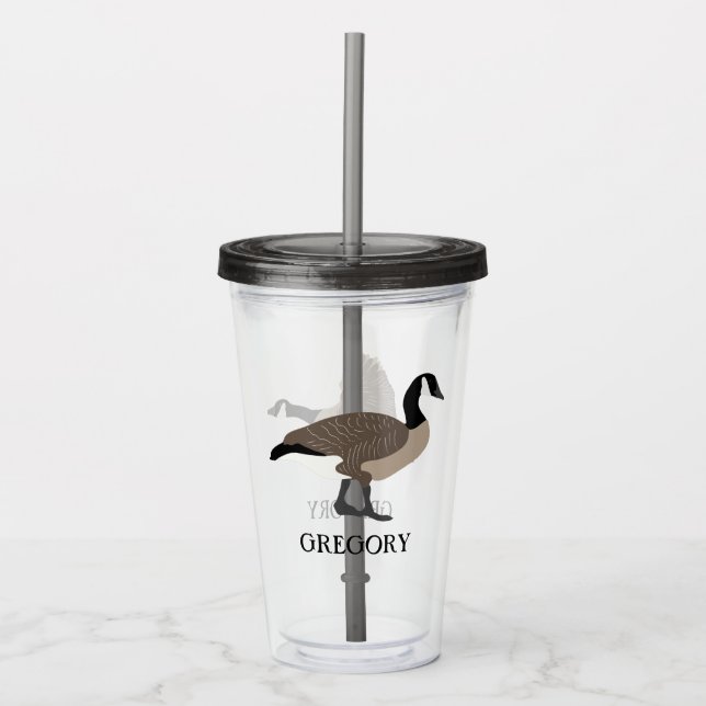 Bird Lovers Canada Geese Illustration Personalised Acrylic Tumbler (Front)