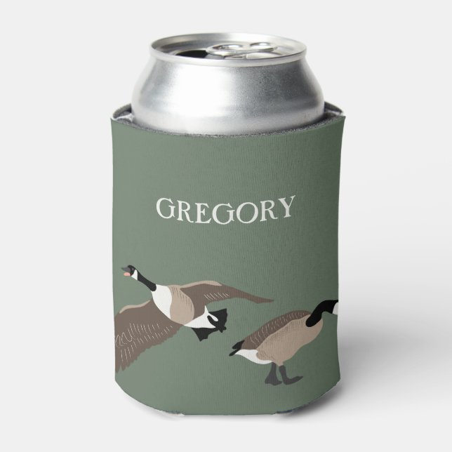 Bird Lovers Canada Geese Illustration Personalised Can Cooler (Can Front)