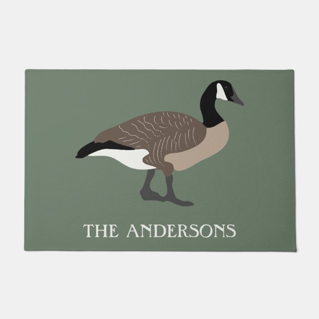 Bird Lovers Canada Geese Illustration Personalised Doormat (Front)