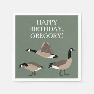 Bird Lovers Canada Geese Illustration Personalised Napkin