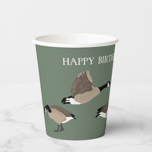 Bird Lovers Canada Geese Illustration Personalised Paper Cups (Front)