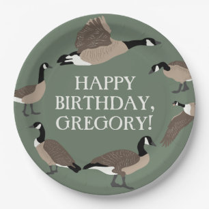 Bird Lovers Canada Geese Illustration Personalised Paper Plate