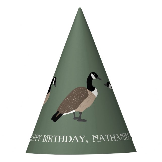 Bird Lovers Canada Geese Illustration Personalised Party Hat (Front)